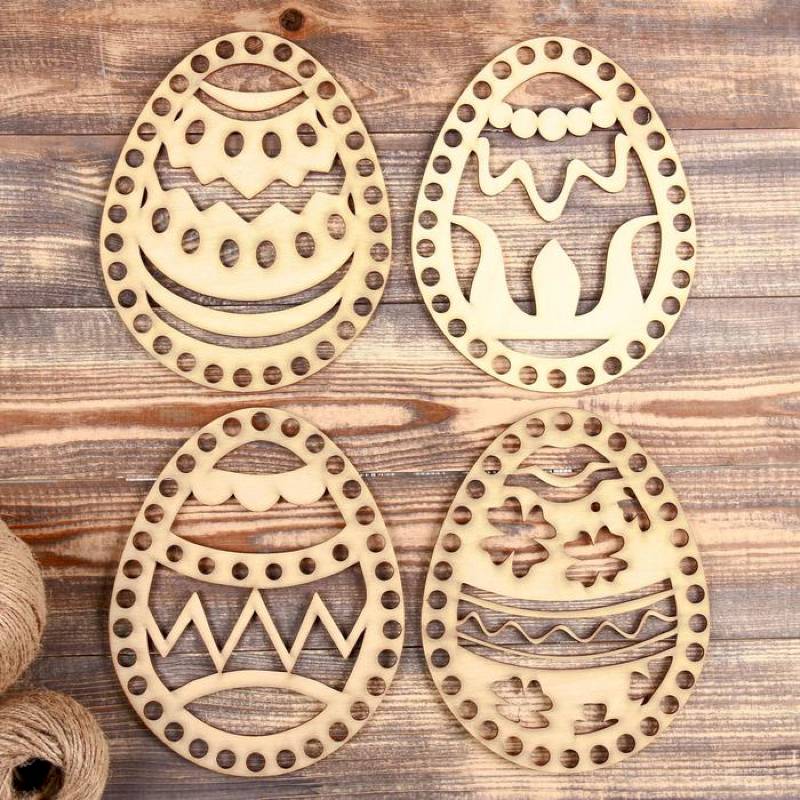 Набор заготовок для вязания 'Яйцо Пасхальное' (4 в 1), МИКС, донышко, 20x16 см, d=10 мм