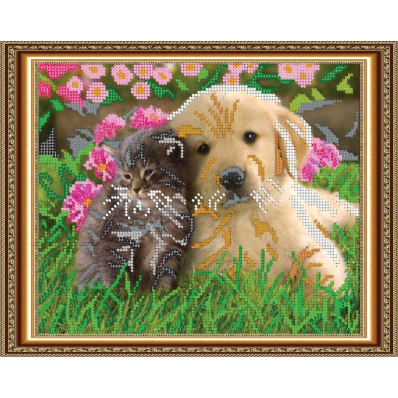 «Светлица» набор для вышивания бисером №165 «Вместе веселее» бисер Чехия 24x19см