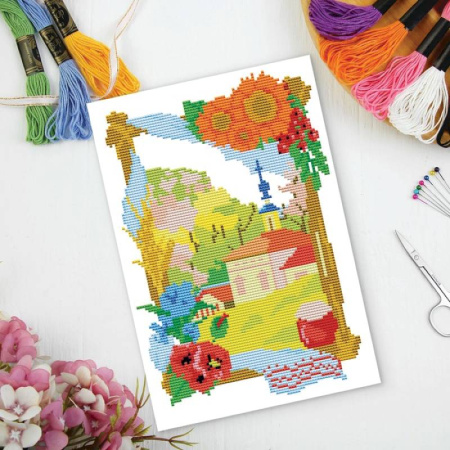 Набор для творчества. Вышивка крестиком «В деревне» 25x35 см. Набор для творчества