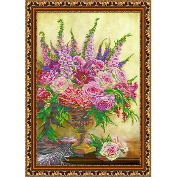 «Светлица» набор для вышивания бисером №153 «Цветы в вазе» бисер Чехия 34,1x47,7 см