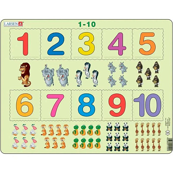 Пазлы на подложке. Счёт от 1 до 10