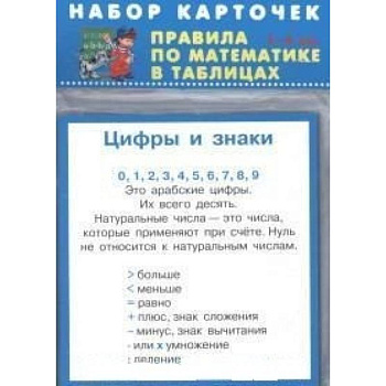 Правила по математике. 1-4 классы. Комплект из 28 карточек