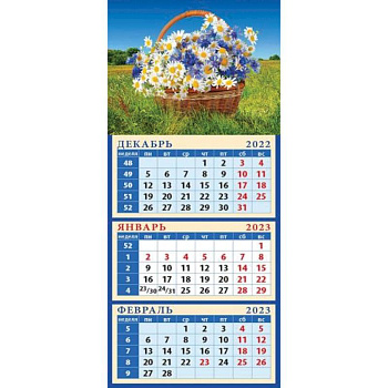 2023 Календарь Корзина полев цветов на траве